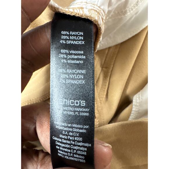Chico's So Slimming Tan Zipper Button Closure Pants Size 14/2.5 Large - Picture 6 of 7